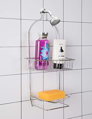 Basicwise Metal Wire Hanging Bathroom Shower Storage Rack,Chrome,QI003490