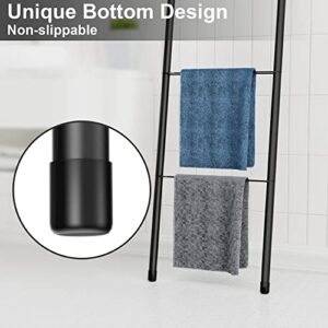 Pickpiff Black Metal Blanket Ladder - Free Standing Wall Leaning Ladder Towel Rack for Decorative Bathroom, Living Room, Kitchen, Holder for Towels, Blankets, Throw Blankets, Quits(4-Tiers, Black)