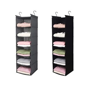 max houser 6 tier shelf hanging closet organizer, closet hanging shelf with 2 sturdy hooks for storage, foldable,grey and black