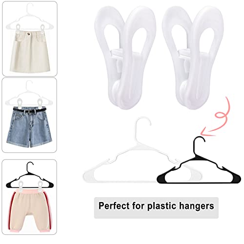 TOFIIGREM White Hanger Clips for Plastic Hangers (20 Pack), Strong Plastic Hangers Clips for Plastic Clothes Hangers, Multi-Purpose Chip Clip Clothes Clips for Baby Kids Hangers Skirt Pants Hangers