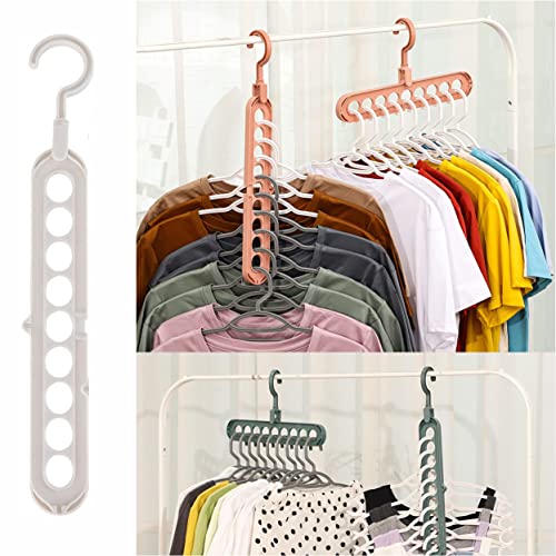 White Magic Hangers Space Saving Clothes Hangers,Closet Organizers and Storage,Smart Space Saver Sturdy Plastic Hangers with 9 Holes for Heavy Clothes,College Dorm Room Essentials For Wardrobe 10 Pack