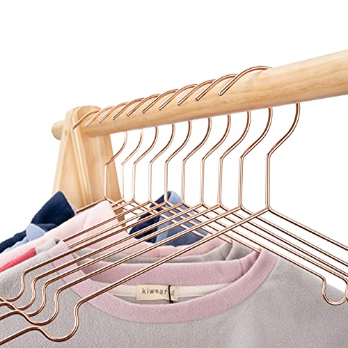 KOOBAY 16.5” Adult Rose Gold Shiny Metal Wire Shirts Coat Clothes Hangers, 30PACK, Clothes Storage Display