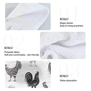 Kcldeci 2Pcs Hanging Hand Towels with Hanging Loop Chickens Farm Absorbent Bathroom Hand Towels Soft Thick Dish Cloth Hand Dry Towels Hand Towels for Kitchen Bathroom Hanging