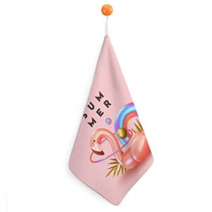 Lurnise Hand Towel Flamingo Donut Hand Towels Dish Towel Lanyard Design for Bathroom Kitchen Sports