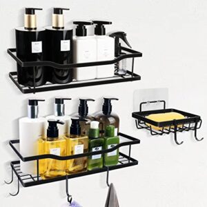 seninda 3 pack shower caddy self-adhesive bathroom organizer with hooks for shampoo, soap, razors, and more