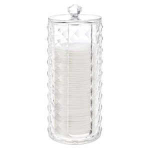 acrylic makeup cotton pad holder, luxspire clear diamond pattern cotton pads organizer dispenser bathroom jars for round cotton display stand cosmetic makeup storage box with lid - clear