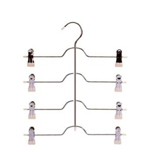 Baixnsj Space Saver Non Slip 4 Tier Trouser Skirt Hanger Silver+Apricot