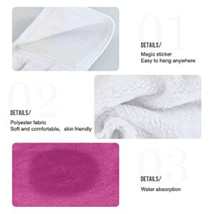 WELLDAY 2 Pcs Hanging Hand Towels Soft Absorbent Plain Deep Magenta Solid Color Towel for Kitchen Bathroom