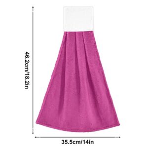 WELLDAY 2 Pcs Hanging Hand Towels Soft Absorbent Plain Deep Magenta Solid Color Towel for Kitchen Bathroom