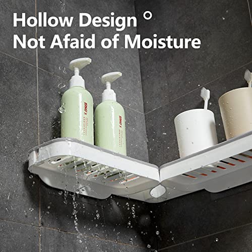 Bathroom Corner Punch-free Rack Adhesive Corner Shelf 180 Degree Rotating Shower Rack Adhesive Shower Caddy bathroom shelf tray bathroom shelf adhesive rack for shower corner shelf rack bathroom