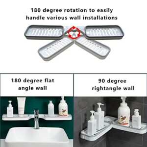 Bathroom Corner Punch-free Rack Adhesive Corner Shelf 180 Degree Rotating Shower Rack Adhesive Shower Caddy bathroom shelf tray bathroom shelf adhesive rack for shower corner shelf rack bathroom