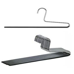 mawa by reston lloyd trouser series non-slip space-saving clothes hanger with single rod for pants, style kh/1, set of 10, black