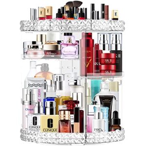 360 rotating makeup organizer large capacity cosmetics organizer beauty organizer clear cosmetic storage display case with 8 layers and detachable shelves for bedroom dresser