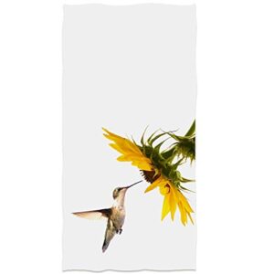 n/w hummingbird sunflower face towel print soft guest home decoration hand towels multipurpose for bathroom, hotel, gym, swimming and spa (13.7 x 29.5 inch)