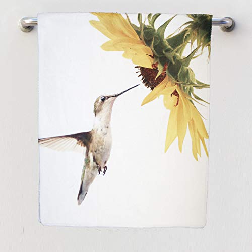 N/W Hummingbird Sunflower Face Towel Print Soft Guest Home Decoration Hand Towels Multipurpose for Bathroom, Hotel, Gym, Swimming and Spa (13.7 X 29.5 inch)