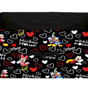 Kuber Industries Disney Mickey Print Non Woven Closet Organizer Box with Handle|Wardrobe Organizer Cube|Easily Collapsible|Size 42 x 29 x 22 CM|Pack of 2 (Black)-KUBMART16027