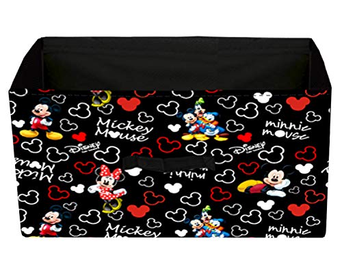 Kuber Industries Disney Mickey Print Non Woven Closet Organizer Box with Handle|Wardrobe Organizer Cube|Easily Collapsible|Size 42 x 29 x 22 CM|Pack of 2 (Black)-KUBMART16027