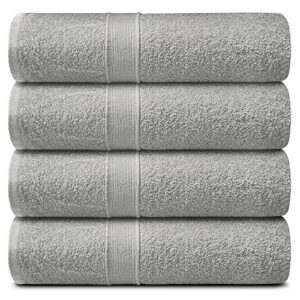 lavish touch 400 gsm 100% cotton 4 pack bath sheets set 30x60, premium quick drying quality towel sets for bathroom, ultra soft highly absorbent machine washable, 4 bath sheets light grey
