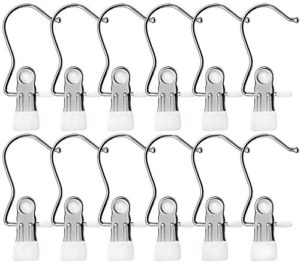 yclove pant hangers with clips clothes trousers jean skirt slacks hangers boot clips 360° swivel adujstable clips non-slip stainless iron anti-rust (12 pack white laundry hooks)