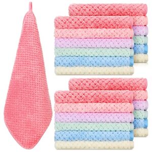 set of 24 hanging hand towels hand dry towels for kitchen bathroom with hanging loop soft absorbent hand dry towels washable kitchen towels face towels for bathroom hanging, 11.8 x 11.8 inches
