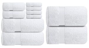 premium white bath towels set - [pack of 8] 100% cotton highly absorbent 2 bath towelsel, 2 hand tows and 4 washcloths + bath sheets – pack of 2, 35x70 inches large bath sheet towel