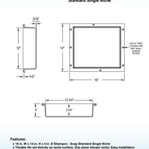 Woodbridge Shampoo - Soap Niche 16 in. W x 14 in. H x 4 in. D Standard Single Niche