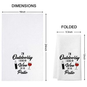 Wine Lover Gift I’m Outdoorsy I Drink My Wine On The Patio Kitchen Decor Towel for Wine Drinker (On The Patio)