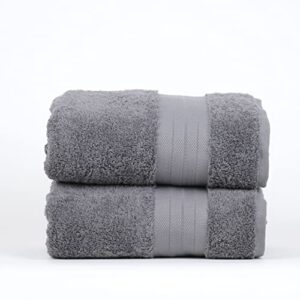 decomfy luxury bath sheet towels 35 x 70 inch, 2 pack soft bathroom towel set, highly absorbent 100% cotton large for hotel spa collection (dark grey)