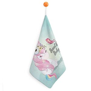 Lurnise Hand Towel Unicorn Butterfly Hand Towels Dish Towel Lanyard Design for Bathroom Kitchen Sports