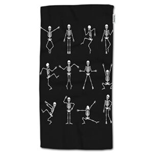 hgod designs skeleton hand towels,funny cartoon dancing skeleton body 100% cotton soft bath hand towels for bathroom kitchen hotel spa hand towels 15"x30"