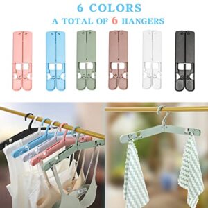 6-Pack Foldable Travel Hanger Pants Hangers Lightweight and Durable Non-deformable Plastic Cloths Hanger Fits All Clothes and Socks Towel Can Be Folded Down for Easy Storage (6)