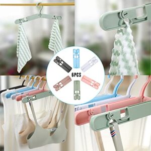 6-Pack Foldable Travel Hanger Pants Hangers Lightweight and Durable Non-deformable Plastic Cloths Hanger Fits All Clothes and Socks Towel Can Be Folded Down for Easy Storage (6)