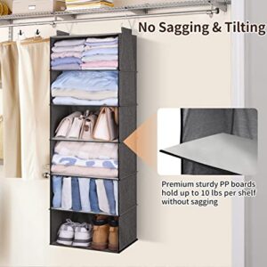 SLEEPING LAMB 60'' Long Hanging Garment Bags for Closet Storage and 6 Shelves Jumbo Hanging Closet Organizer and Storage