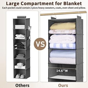 SLEEPING LAMB 60'' Long Hanging Garment Bags for Closet Storage and 6 Shelves Jumbo Hanging Closet Organizer and Storage