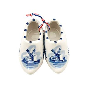 delft blue ceramic dutch wooden shoes pair (4.25") | dutchgiftoutlet