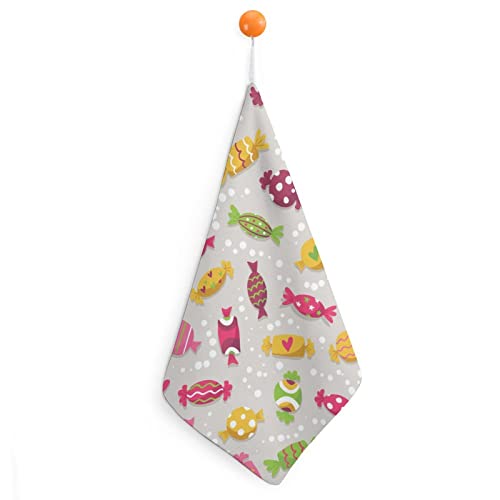 Lurnise Hand Towel Colorful Candy Hand Towels Dish Towel Lanyard Design for Bathroom Kitchen Sports