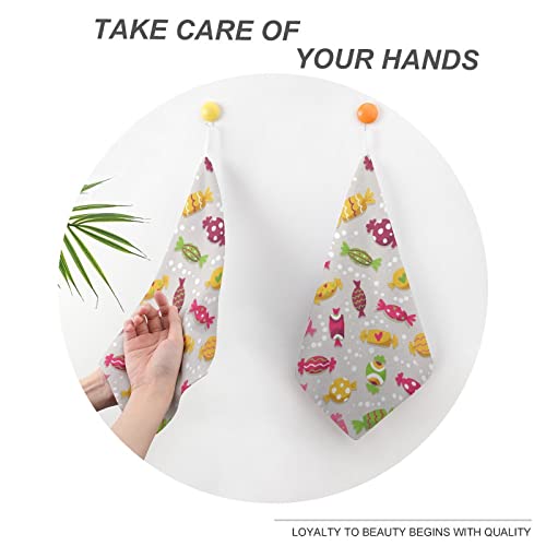 Lurnise Hand Towel Colorful Candy Hand Towels Dish Towel Lanyard Design for Bathroom Kitchen Sports