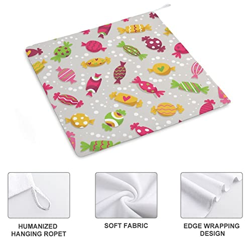 Lurnise Hand Towel Colorful Candy Hand Towels Dish Towel Lanyard Design for Bathroom Kitchen Sports