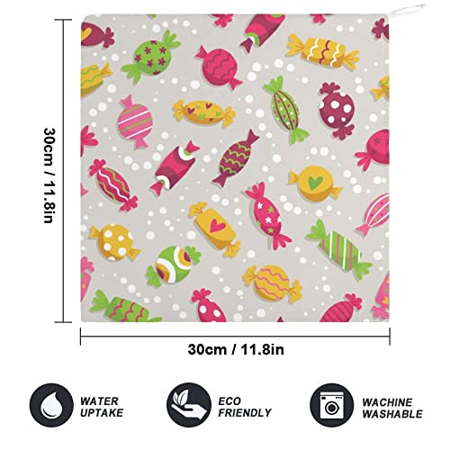 Lurnise Hand Towel Colorful Candy Hand Towels Dish Towel Lanyard Design for Bathroom Kitchen Sports