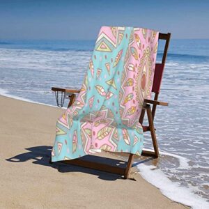 Sand Resistant Beach Towel Oversized (39×71 inches) Quick Dry Lightweight Highly Absorbent 100% Microfiber Personalized Boho Beach Towels for Adults