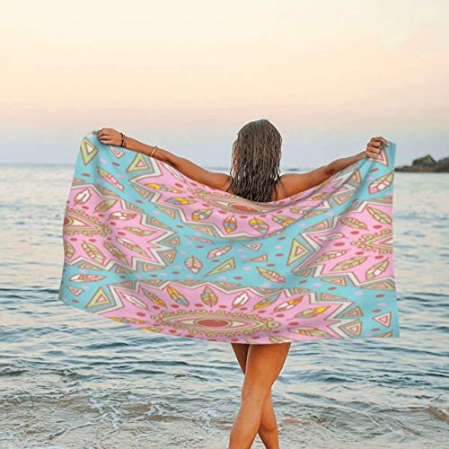 Sand Resistant Beach Towel Oversized (39×71 inches) Quick Dry Lightweight Highly Absorbent 100% Microfiber Personalized Boho Beach Towels for Adults