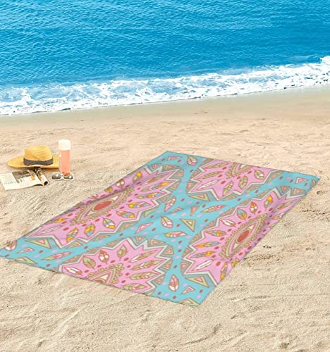 Sand Resistant Beach Towel Oversized (39×71 inches) Quick Dry Lightweight Highly Absorbent 100% Microfiber Personalized Boho Beach Towels for Adults