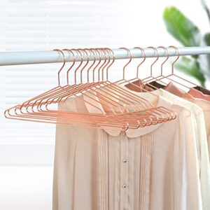 Gold Metal Clothes Hangers 15 Pack,16.5'' Heavy Duty Rose Gold Hangers for Coat, Suit, Bridesmaid Hangers for Wedding, Wire Metal Hangers (Rose Gold, 15)