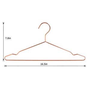 Gold Metal Clothes Hangers 15 Pack,16.5'' Heavy Duty Rose Gold Hangers for Coat, Suit, Bridesmaid Hangers for Wedding, Wire Metal Hangers (Rose Gold, 15)