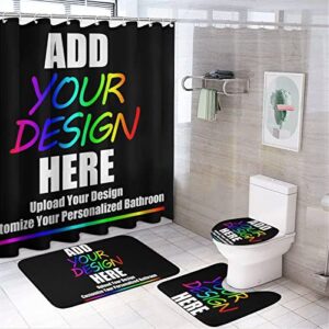 jcetuno personalized custom four piece bathroom sets with shower curtain and rugs and accessories, upload images text design, diy customize your personalized bathroom