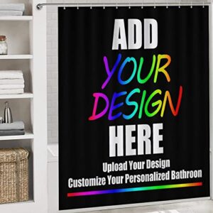 JCETUNO Personalized Custom Four Piece Bathroom Sets with Shower Curtain and Rugs and Accessories, Upload Images Text Design, DIY Customize Your Personalized Bathroom