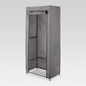 threshold double rod metal freestanding closet with cover - gray