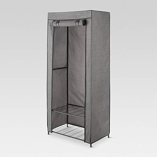 threshold Double Rod Metal Freestanding Closet with Cover - Gray