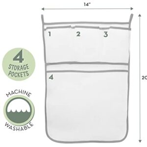 S&T INC. Baby Bath Toy Storage for Tub with Pockets, Kids Bath Toy Holder or Mesh Shower Caddy, Holds Kid Toys, Soaps, or Shampoos, 14 Inch by 20 Inch Net with Hooks Included, Grey, 1 Pack