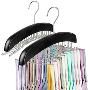 tank top hanger space saving - fitnice bra hanger for closet organizer with 360° rotating 24 foldable metal hooks bra organizer wooden tie storage rack for camisoles, bras, belts, scarfs 2pack